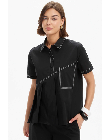 Pleated Contrast Shirt