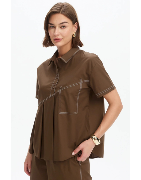Pleated Contrast Shirt