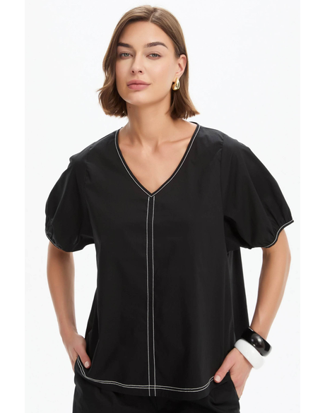 Bishop Sleeve Contrast Top