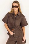 Crucial Mocha Denmi Short Sleeve Shacket