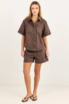 Crucial Mocha Denmi Short Sleeve Shacket