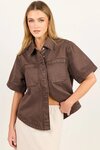 Crucial Mocha Denmi Short Sleeve Shacket