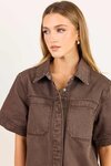 Crucial Mocha Denmi Short Sleeve Shacket