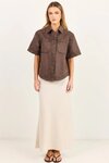 Crucial Mocha Denmi Short Sleeve Shacket