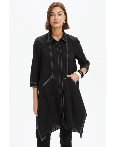 Handkerchief Hem Contrast Shirt