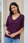 V Neck Elbow Sleeve Top