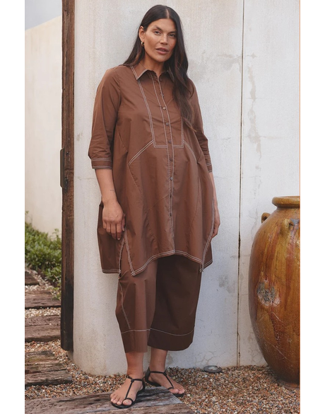 Handkerchief Hem Contrast Shirt