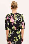 Amora Black Blush Floral SS Bias Midi Dress
