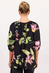Refine Black Blush Floral Pintuck Front LS Top
