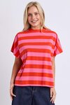 Poet Tee (Tangello/ Pink Stripe)