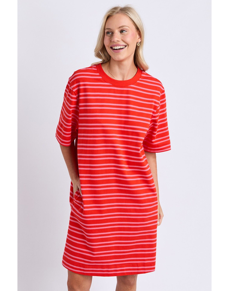Rouge Tee Dress (Tangello/Pink Stripe)