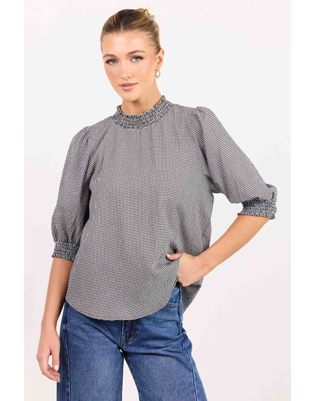 Influential Mini Gingham High Neck Top