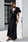 Profile Linen Blend Contrast Bias Flutter Sleeve Maxi Dress