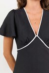 Profile Linen Blend Contrast Bias Flutter Sleeve Maxi Dress