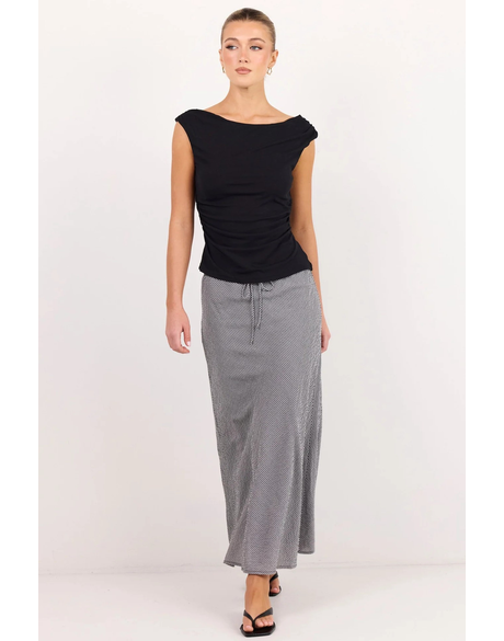 Summit Linen Blend Tie Waist Bias Maxi Skirt