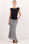 Summit Linen Blend Tie Waist Bias Maxi Skirt