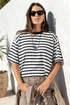 Cohesion Stripe Oversized Contrast Binding Boxy SS Tee