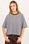 Cohesion Stripe Oversized Contrast Binding Boxy SS Tee