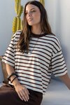 Cohesion Stripe Oversized Contrast Binding Boxy SS Tee