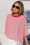 Cohesion Stripe Oversized Contrast Binding Boxy SS Tee