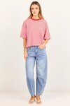 Cohesion Stripe Oversized Contrast Binding Boxy SS Tee