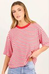 Cohesion Stripe Oversized Contrast Binding Boxy SS Tee