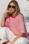 Cohesion Stripe Oversized Contrast Binding Boxy SS Tee