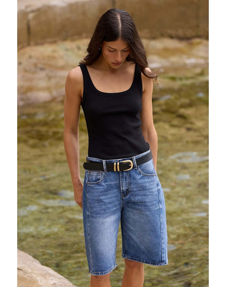 Acadmy Deep Blue Denim Barrel Shorts