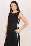 Future Linen Blend Sleeveless Stripe Trim Midi Dress