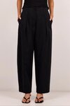 Manifesto Black Barrel Pleat Front Pant