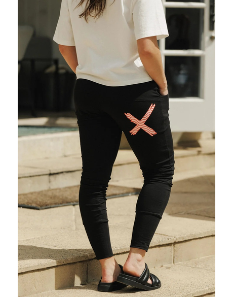 Apartment Pants - Black with Cherry/Blush Squiggle