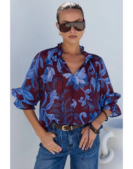 Expedition Shirred Neck Short Sleeve Top