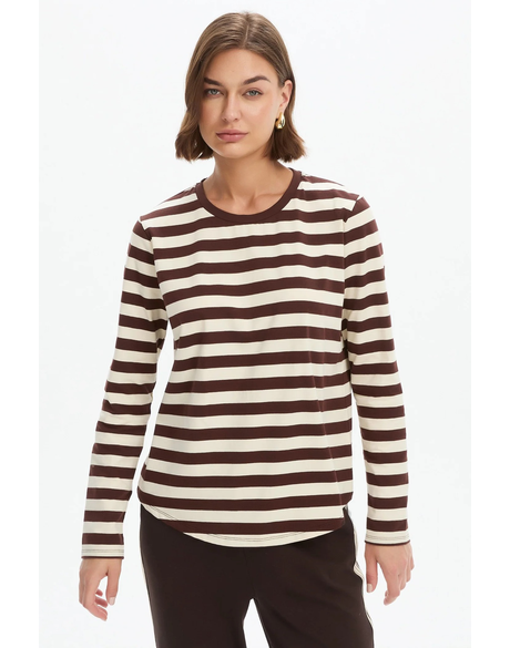 Stripe Curve Hem TShirt