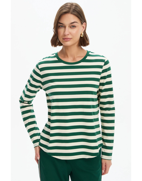 Stripe Curve Hem TShirt