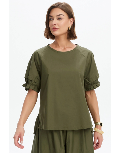 Ruffle Sleeve Detail Top