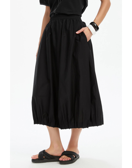 Pin Tuck Hem Poplin Skirt