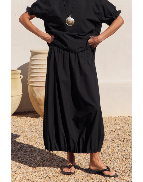 Pin Tuck Hem Poplin Skirt
