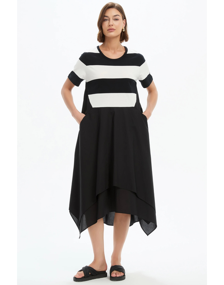 Stripe Hanky Hem Combi Dress