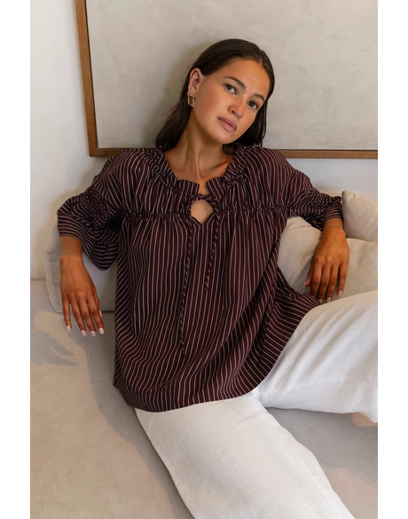 Thea Top (Wine/ White Pinstripe)