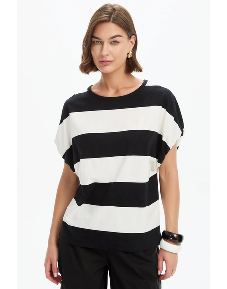 Stripe Bubble Sleeve Tee