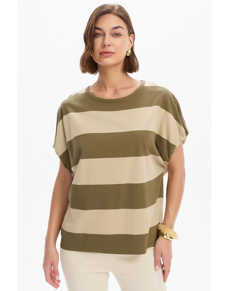 Stripe Bubble Sleeve Tee