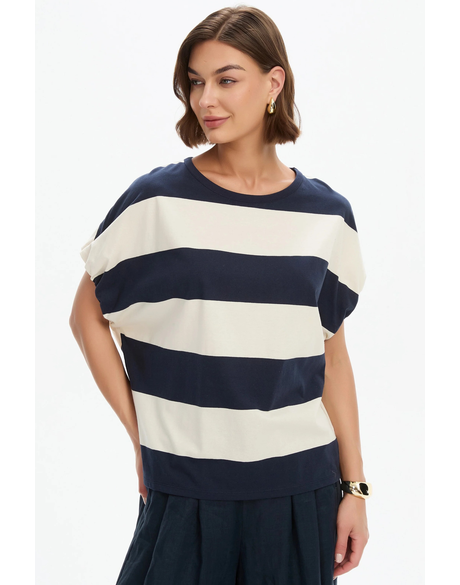 Stripe Bubble Sleeve Tee