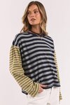 Mash Up Stripe Tee LS (Blue & Green)