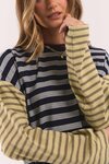 Mash Up Stripe Tee LS (Blue & Green)