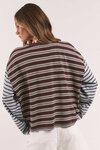 Mash Up Stripe Tee LS (Choc & Blue)
