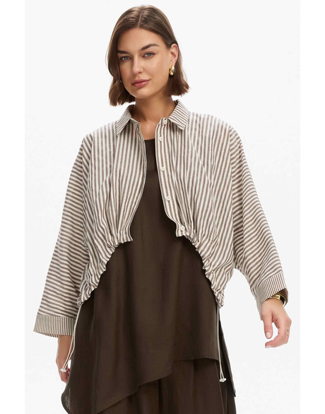 Wide Crop Stripe Overshirt