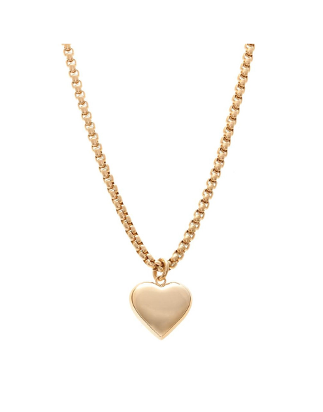Bisous Necklace - Gold Box Chain + Puffed Heart Pendant