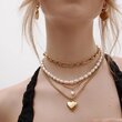 Bisous Necklace - Gold Box Chain + Puffed Heart Pendant