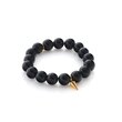 Midnight Bracelet - Black Onyx/Gold 12mm Beaded with Fat Spike and S charm