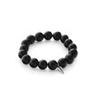 Midnight Bracelet - Black Onyx/Silver 12mm Beaded with Fat Spike and S charm